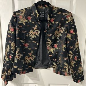 Satin Silk Blend Dragon Patterned Jacket